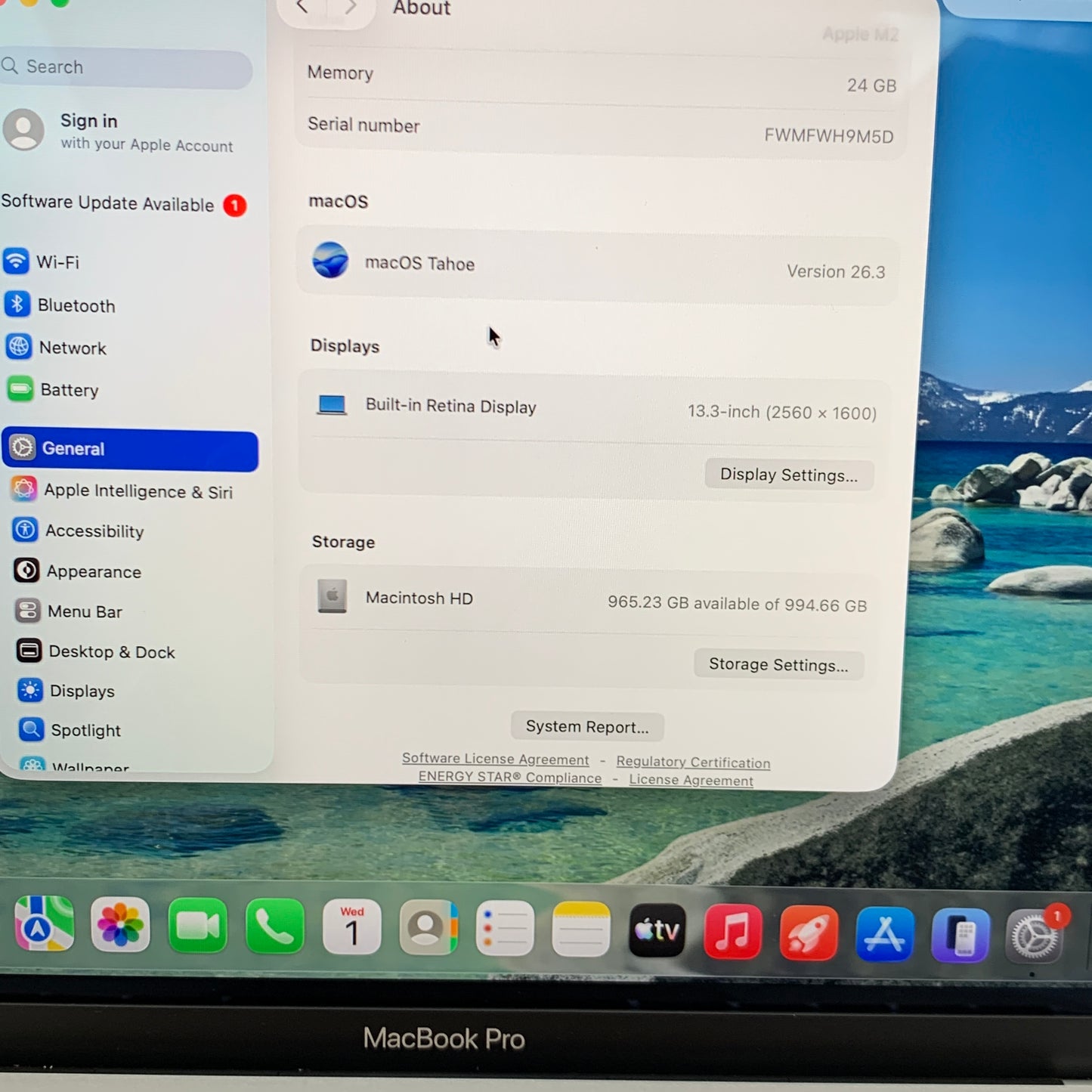 2022 Apple MacBook Pro 13.3" M2 10C GPU 3.5GHz 24GB RAM 1TB SSD MNEX3LL/A