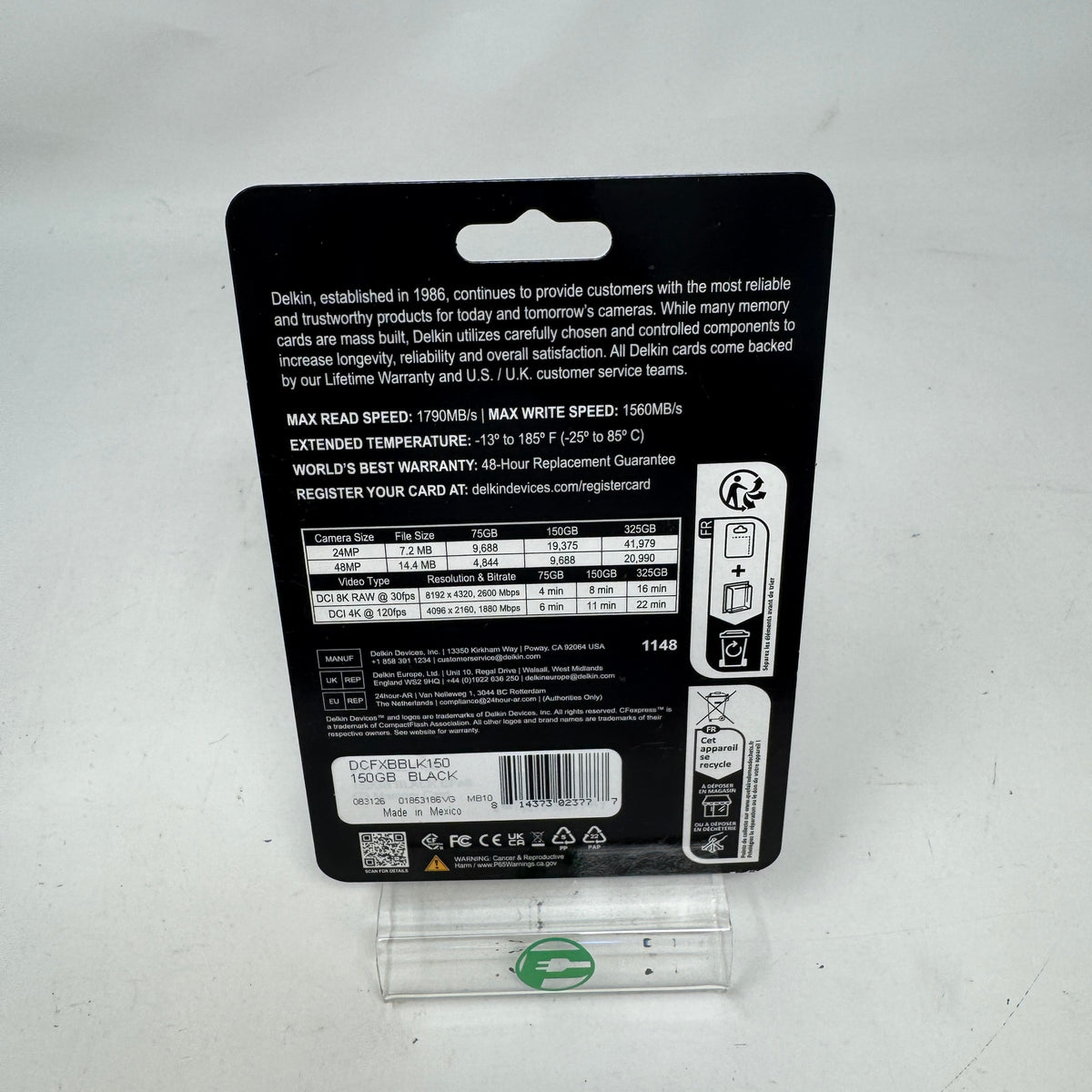 New Delkin Black 150GB 1725MB/s CFexpress Type B Memory Card