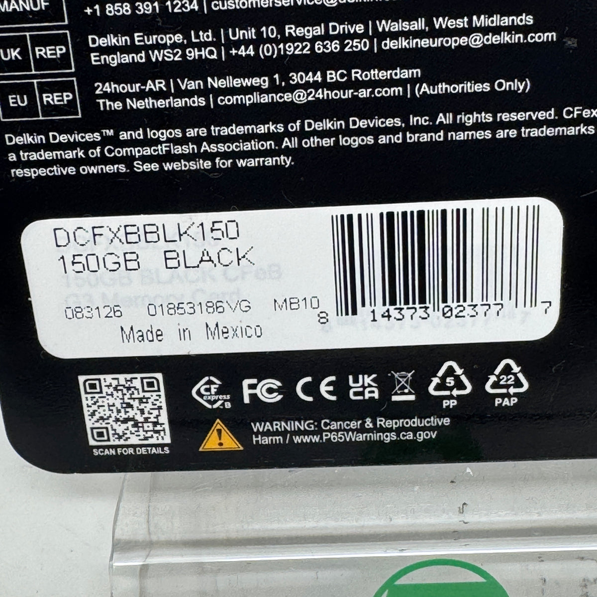 New Delkin Black 150GB 1725MB/s CFexpress Type B Memory Card