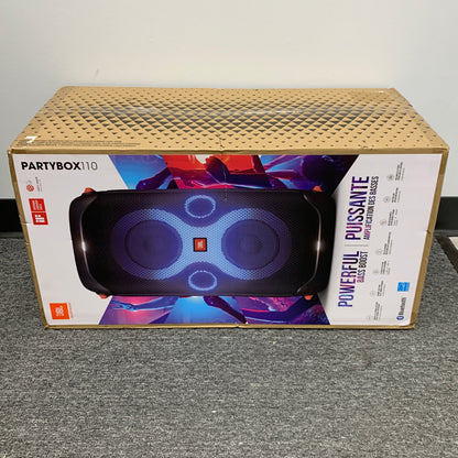 New JBL PartyBox 110 Portable Party Speaker Black JBLPARTYBOX110AM