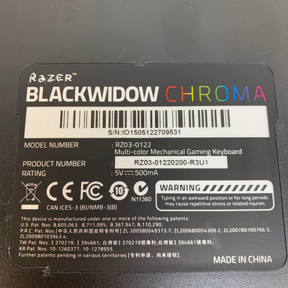 Razer Blackwidow Chroma Mechanical Gaming Keyboard RZ03-0122