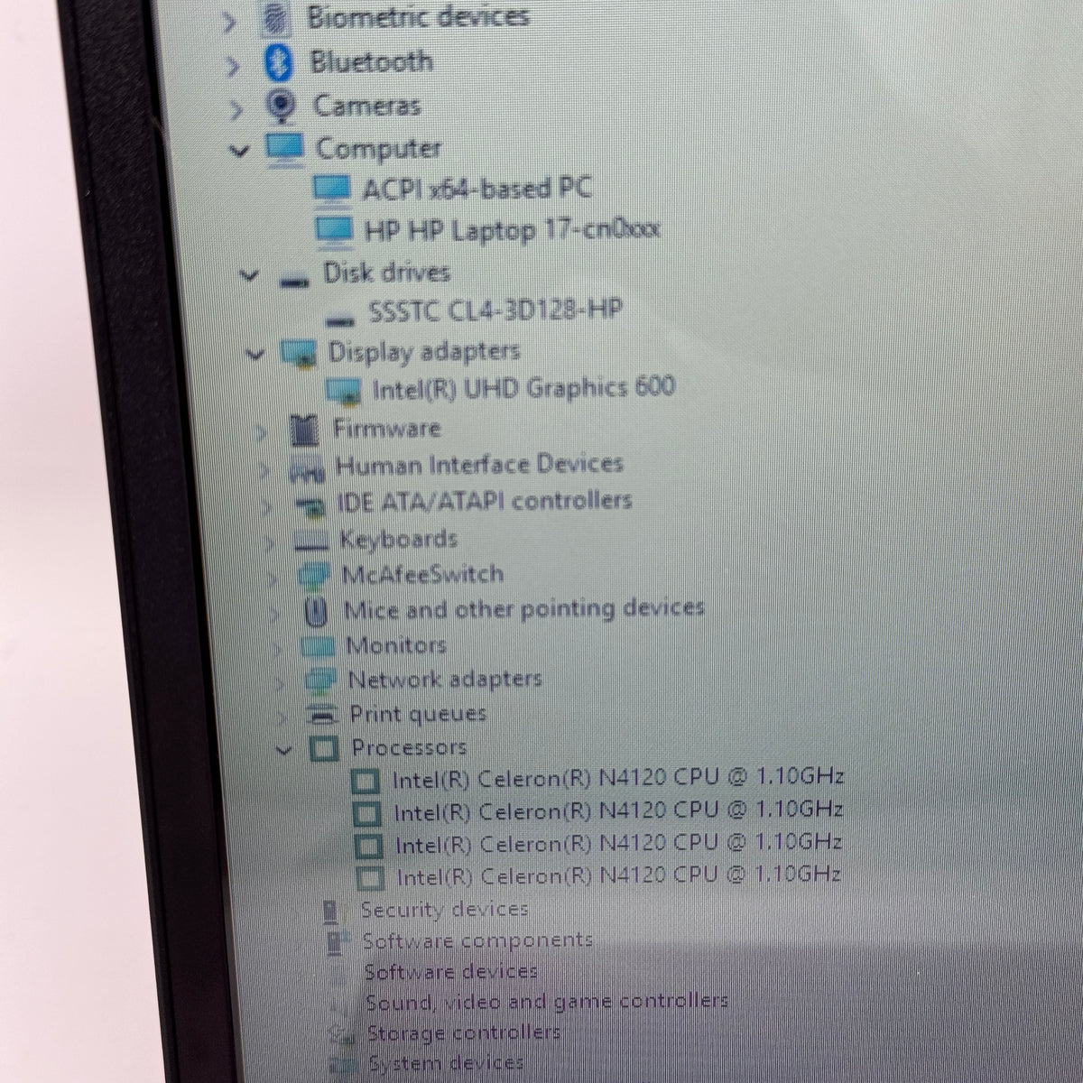HP Laptop 17-CN0XXX 17.3" Celeron N4120 1.10Ghz 4GB RAM 128GB SSD
