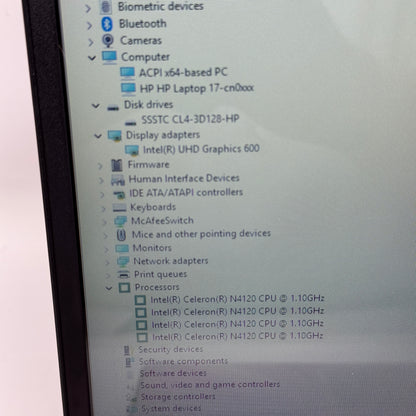 HP Laptop 17-CN0XXX 17.3" Celeron N4120 1.10Ghz 4GB RAM 128GB SSD