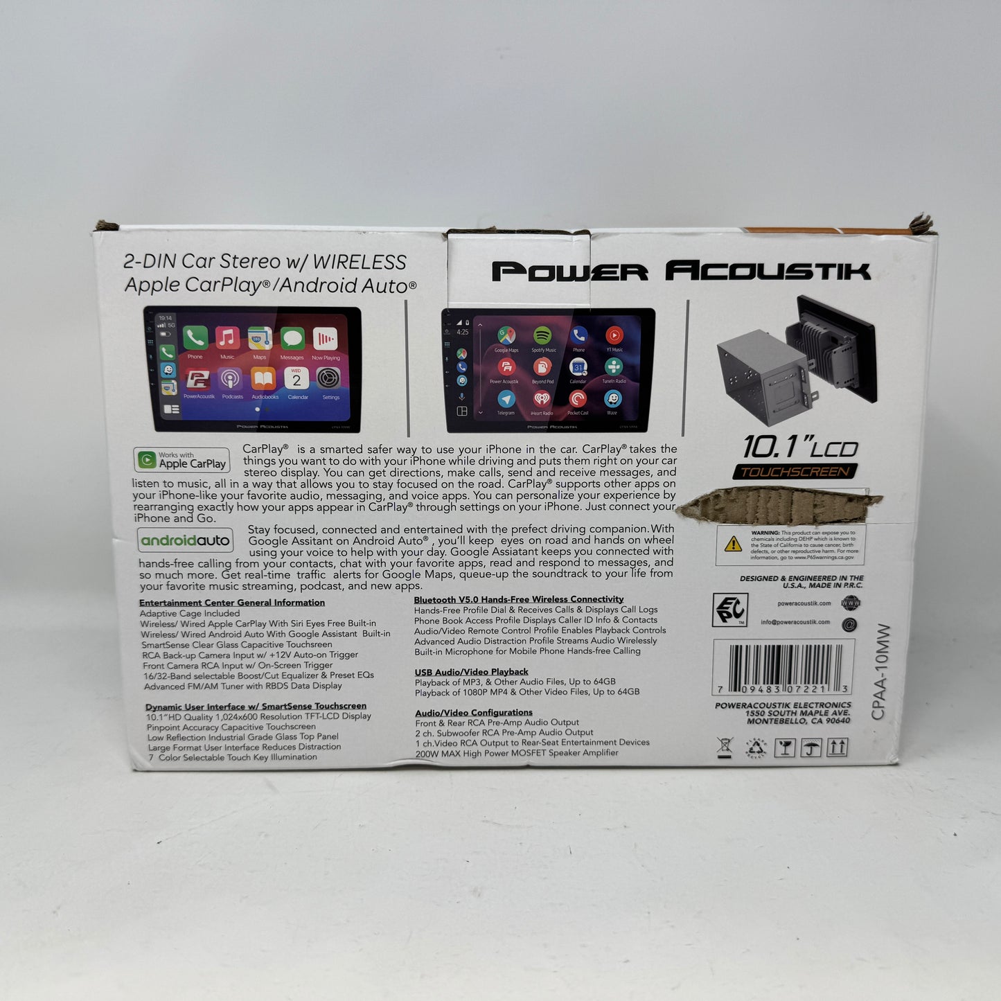 New Power Acoustik CPAA-10MW 10.6" Car Stereo Wireless CarPlay