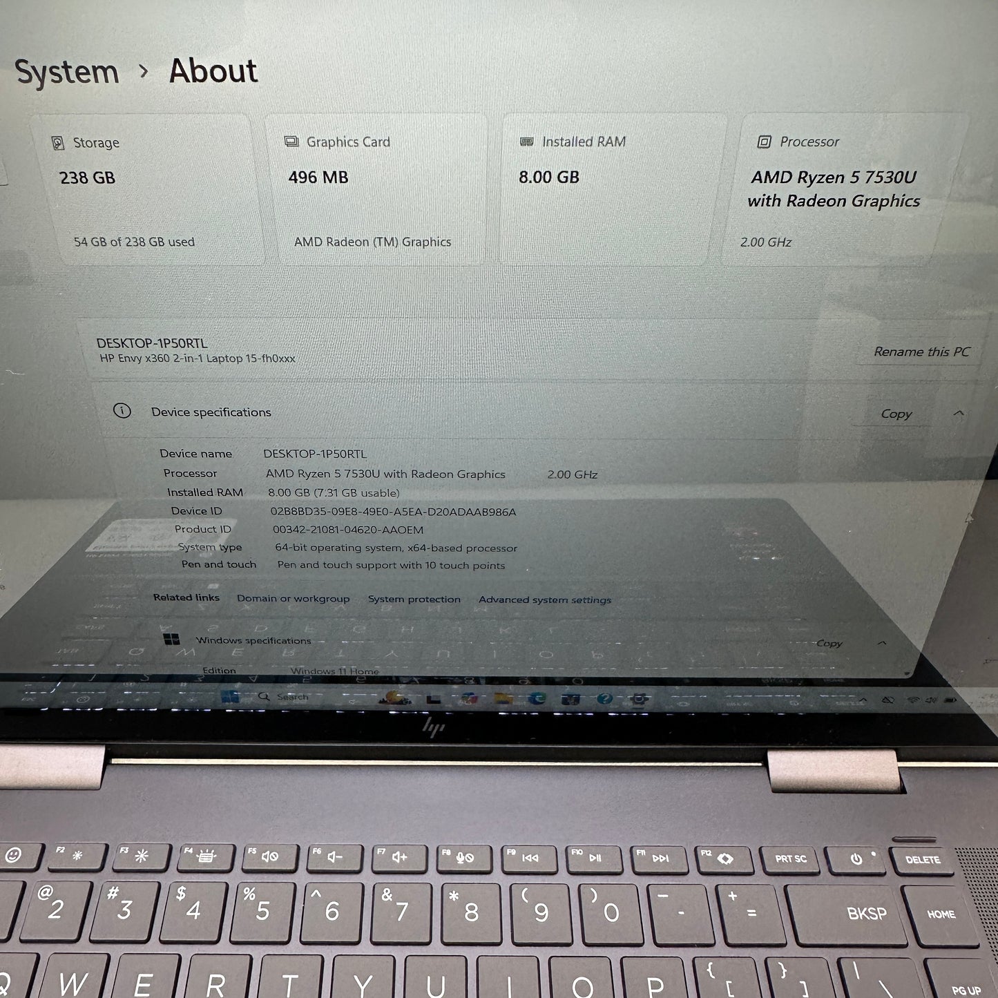 HP Envy x360 2-IN-1 15.6" Ryzen 5 7530U 2.0GHz 8GB RAM 256GB SSD