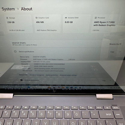 HP Envy x360 2-IN-1 15.6" Ryzen 5 7530U 2.0GHz 8GB RAM 256GB SSD