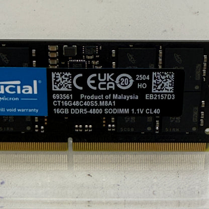 Crucial 16GB (1x16GB) DDR5-4800 SODIMM RAM CT16G48C40S5.M8A1