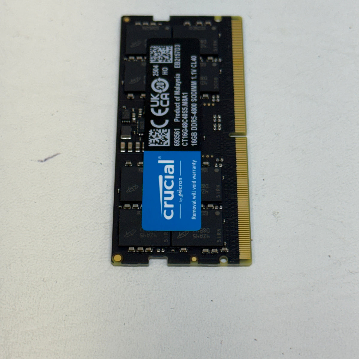 Crucial 16GB (1x16GB) DDR5-4800 SODIMM RAM CT16G48C40S5.M8A1