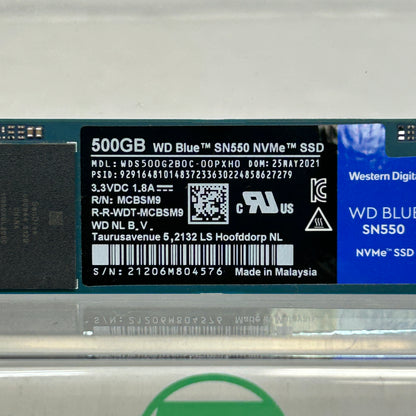 Western Digital WD M.2 2280 WD Blue SN550 500GB PCIe Gen3 x4 NVMe SSD WDS500G2B0