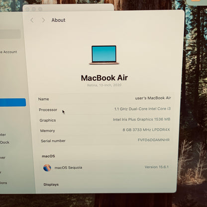 2020 Apple MacBook Air 13.3" i3 1.1GHz 8GB RAM 256GB SSD Gold MWTL2LL/A