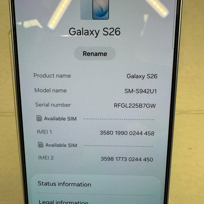 Factory Unlocked Samsung Galaxy S26 12GB RAM 512GB SM-S942U1 Sky Blue