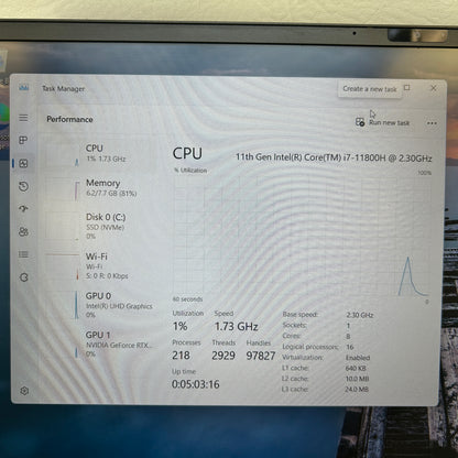 Alienware M15 R6 15.6" i7-11800H 2.3GHz 8GB RAM 256GB SSD GeForce RTX 3050 Ti