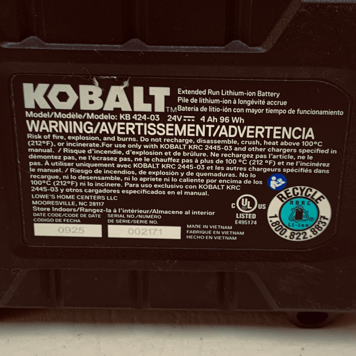 Kobalt KIW 124B-03 24v Max 1/2 Drive Brushless Impact Wrench
