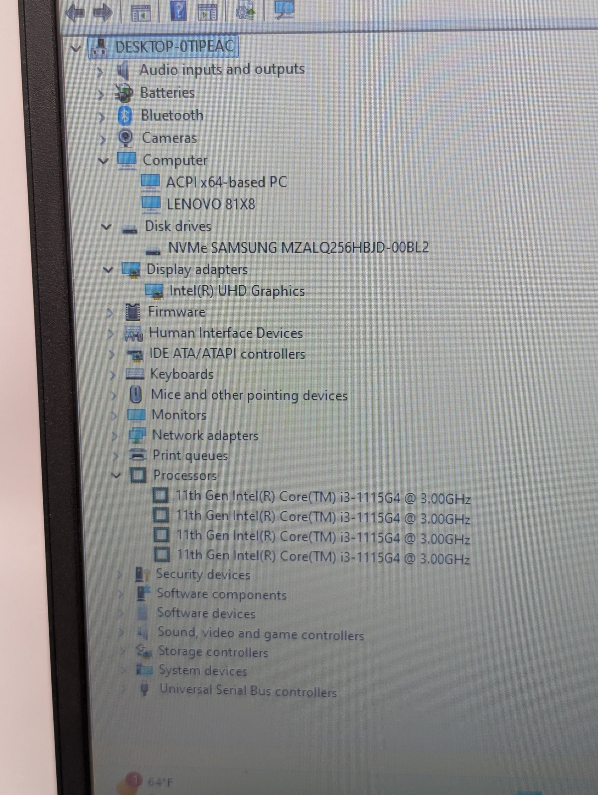 Lenovo IdeaPad 3 15ITL05 15.6" i3-1115G4 3.0GHz 8GB RAM 256GB SSD