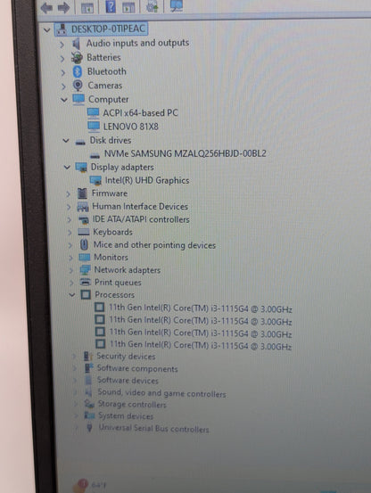 Lenovo IdeaPad 3 15ITL05 15.6" i3-1115G4 3.0GHz 8GB RAM 256GB SSD