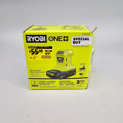 New Ryobi P743GCSB 18V Portable Power Source Kit