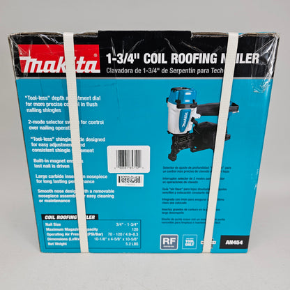 New Makita AN454 1-3/4" Coil Roofing Nailer