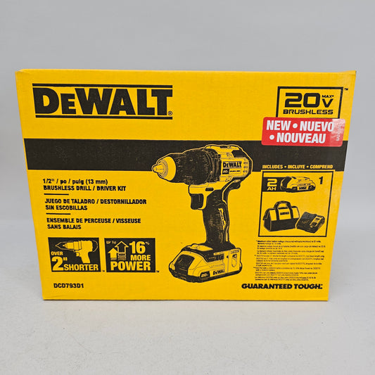 New DeWalt DCD793D1 20V MAX 1/2" Brushless Drill/Driver Kit