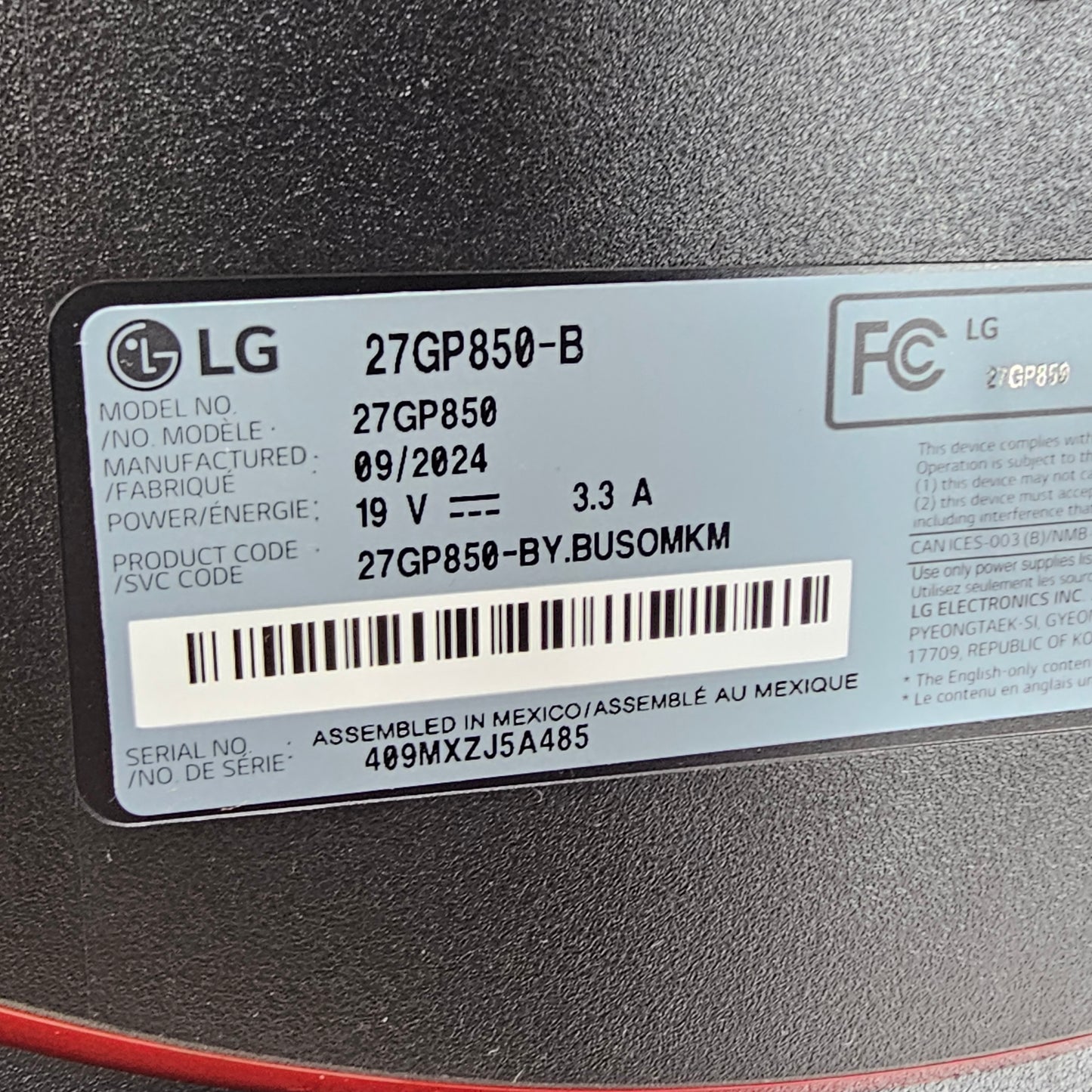 LG 27" 27GP850-B Nano IPS 165Hz Gaming Monitor