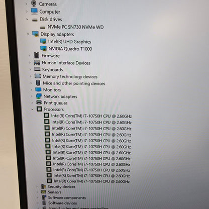 Dell Precision 5550 15.6" i7-10750H 2.6GHz 16GB RAM 256GB SSD Quadro T1000