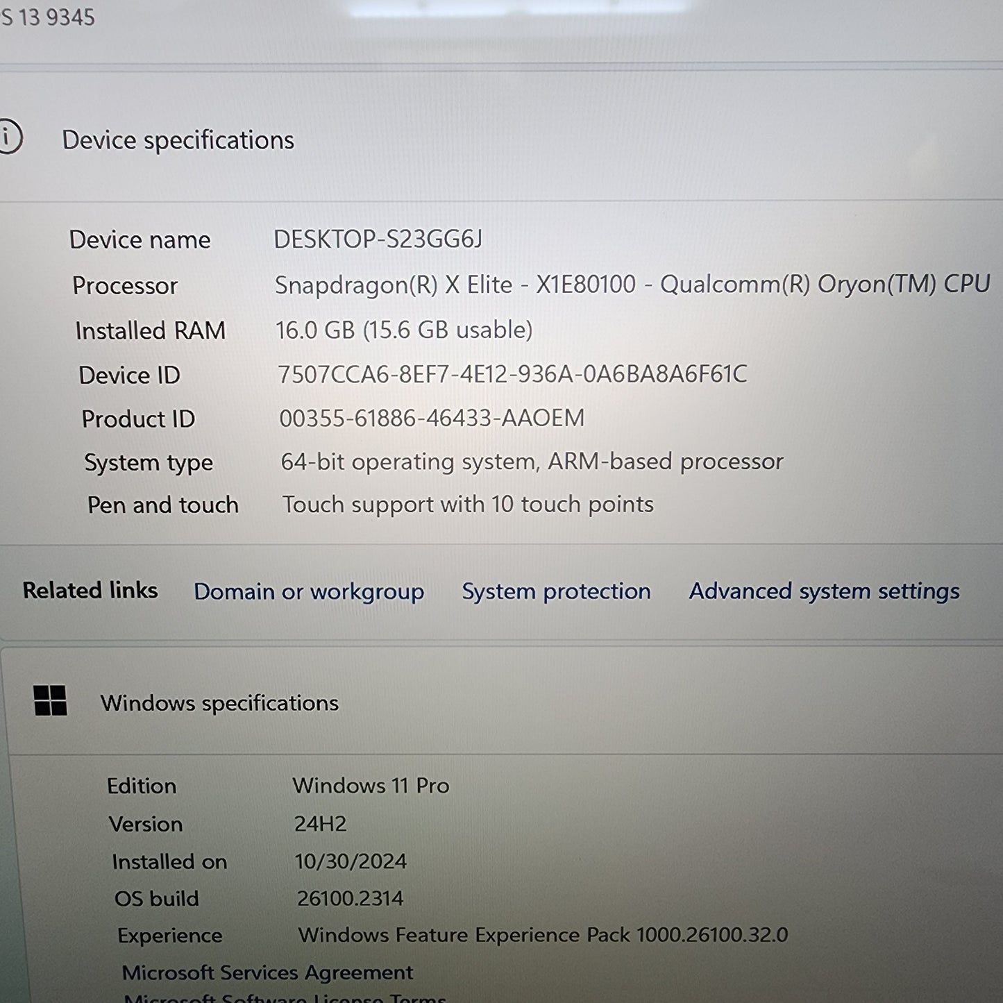 Dell XPS 13 9345 13.4" Snapdragon X Elite X1E80100 3.42GHz 16GB RAM 1TB SSD