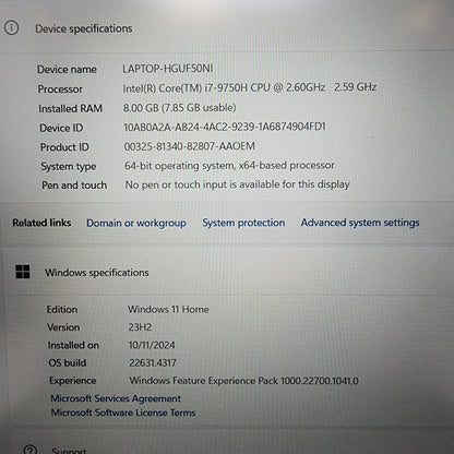 Broken ASUS ROG Strix G531G 15" i7-9750H 2.6GHz 8GB RAM 512GB SSD GTX 1650