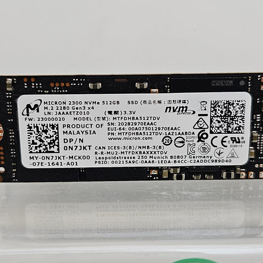 Micron  2280mm 2300 NVMe 512GB M.2 NVMe Gen 3.0 x 4 SSD MTFDHBA512TDV SSD