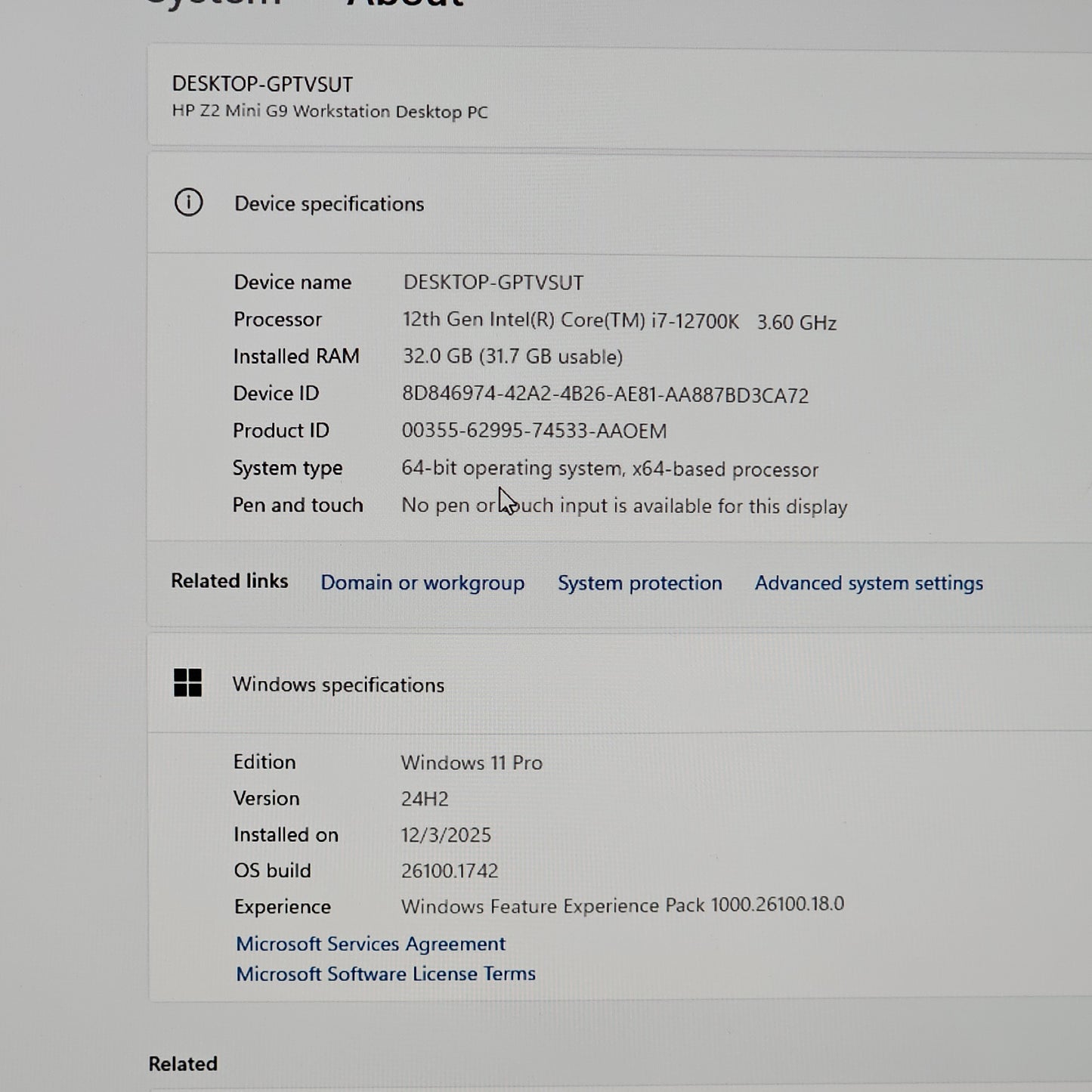 HP Z2 Mini G9 Workstation i7-12700 32GB RAM 512GB SSD T1000