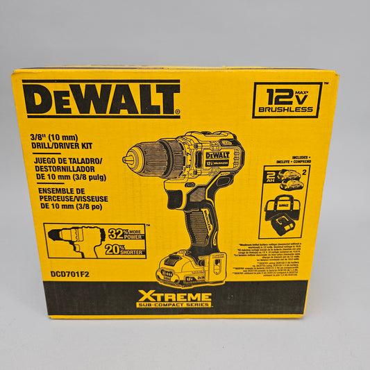 New DeWalt DCD701F2 12V Max 3/8" Drill / Driver Kit
