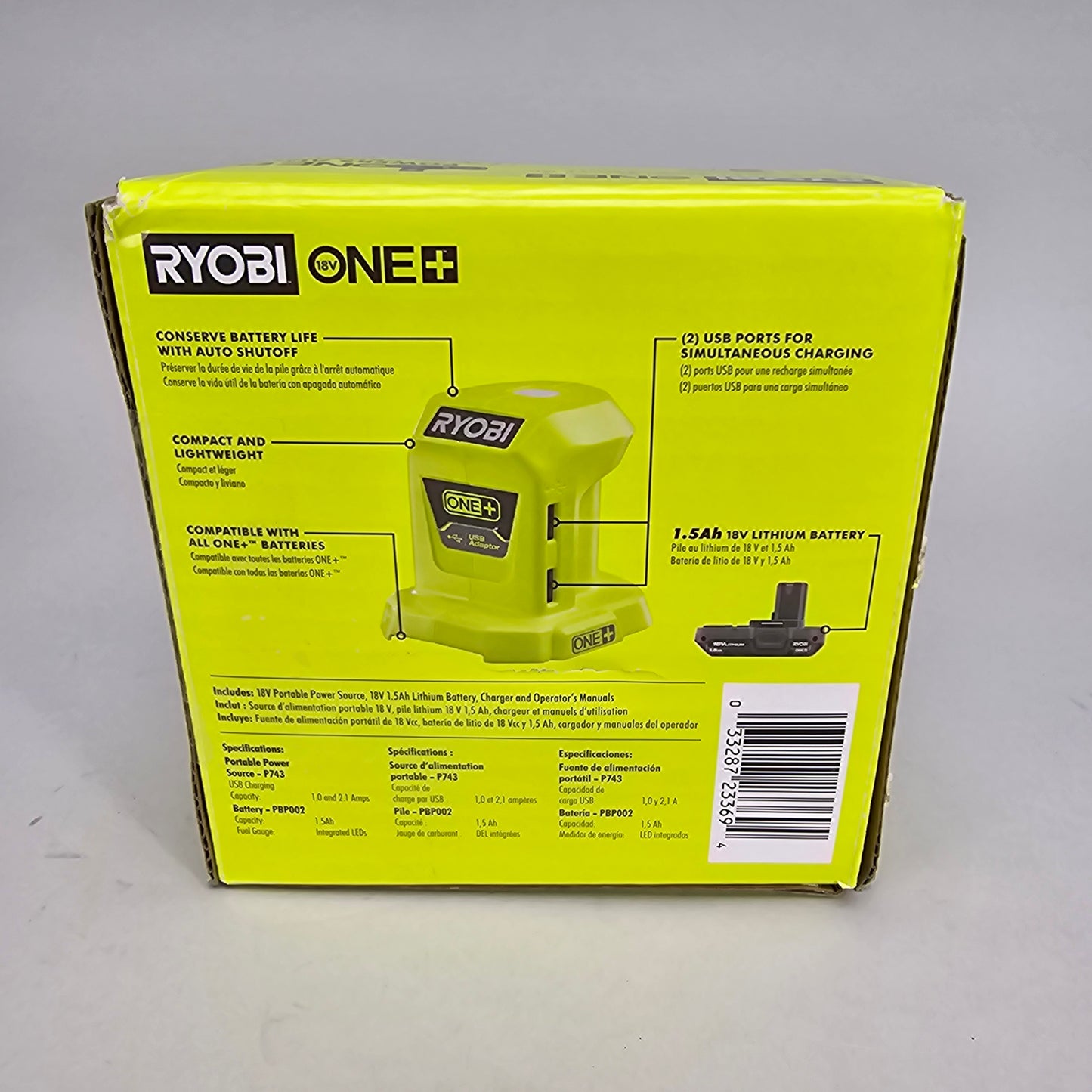 Ryobi P743GCSB 18V Portable Power Source Kit With Battery