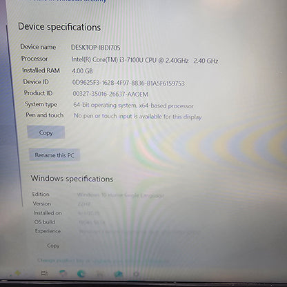 HP Notebook 15-bs655tu 15.6" i3-7100U 2.4GHz 4GB RAM 256GB SSD