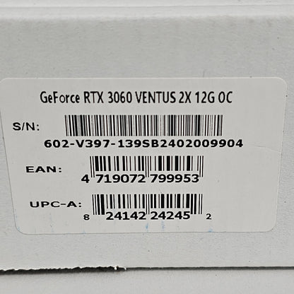 MSI Geforce RTX3060 Ventus 2X 12G OC 12GB DDR4 Graphics Card