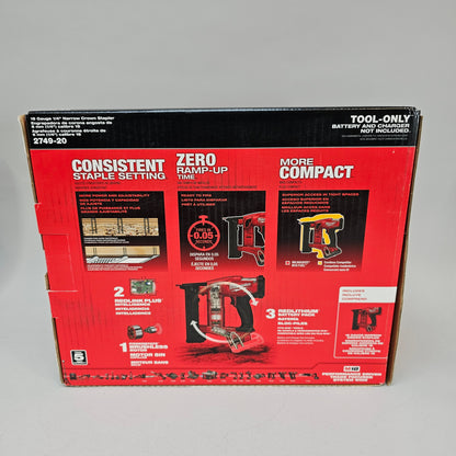 New Milwaukee 2749-20 M18 18V 18 Gauge 1/4" Narrow Crown Stapler